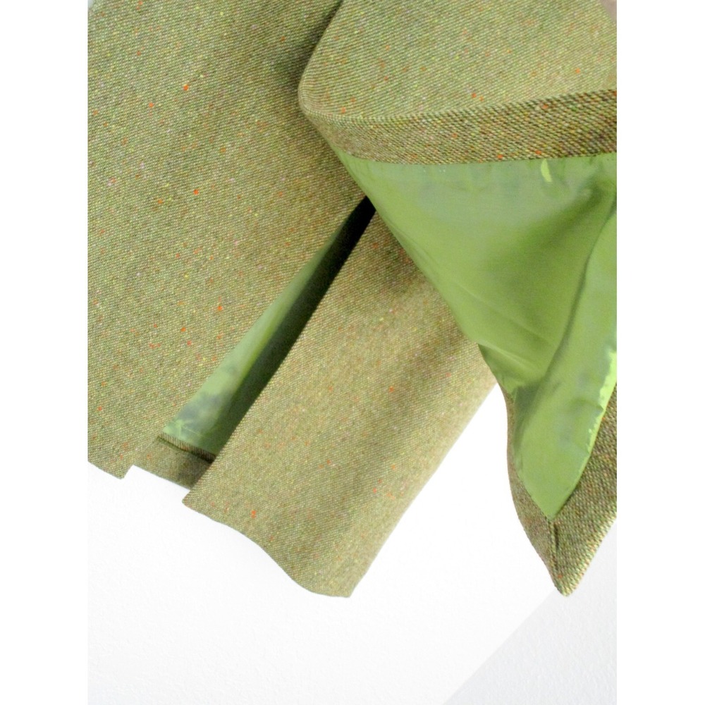 Kenzo Jungle Vintage 80s Green Embroidered Pencil Midi Wool Skirt 38 Tree Art - Picture 5 of 8
